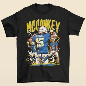 NEW Ladd McConkey Cartoon Style Los Angeles Football T-Shirt